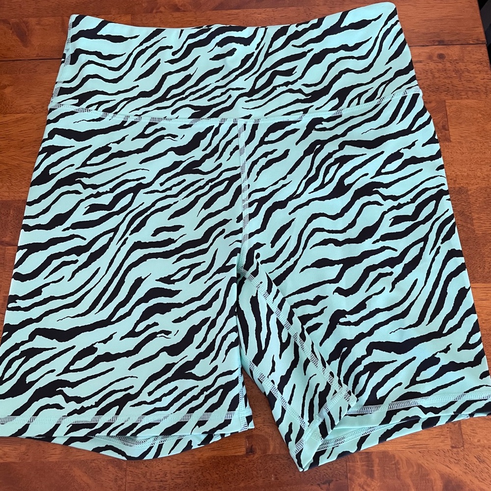 Fabletics Mint Zebra Print Athletic Shorts
